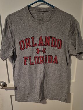 Under Armour Shirt Mens L Short Sleeve Charged Cotton Red Orlando Florida Logo